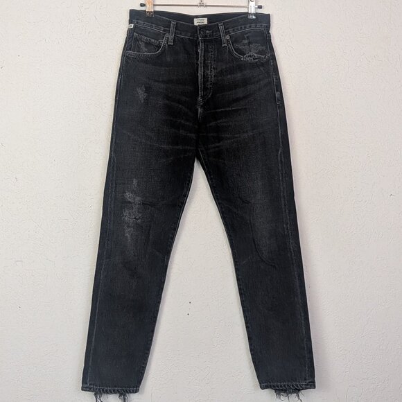 COH Vintage Liya High Rise Classic Fit Distressed Crop Jean, Dark Tempest - Picture 1 of 13